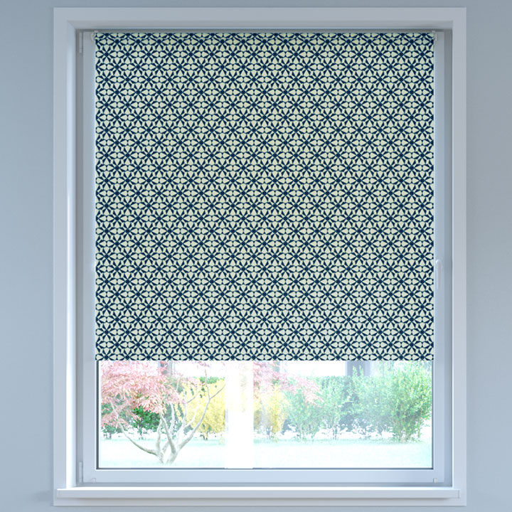 Blackout Digital Print No Drill Roller Blind, Kaleidoscope Anthracite