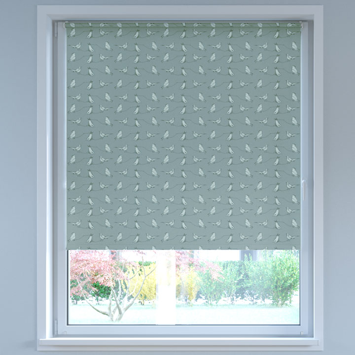 Blackout Digital Print No Drill Roller Blind, Birds