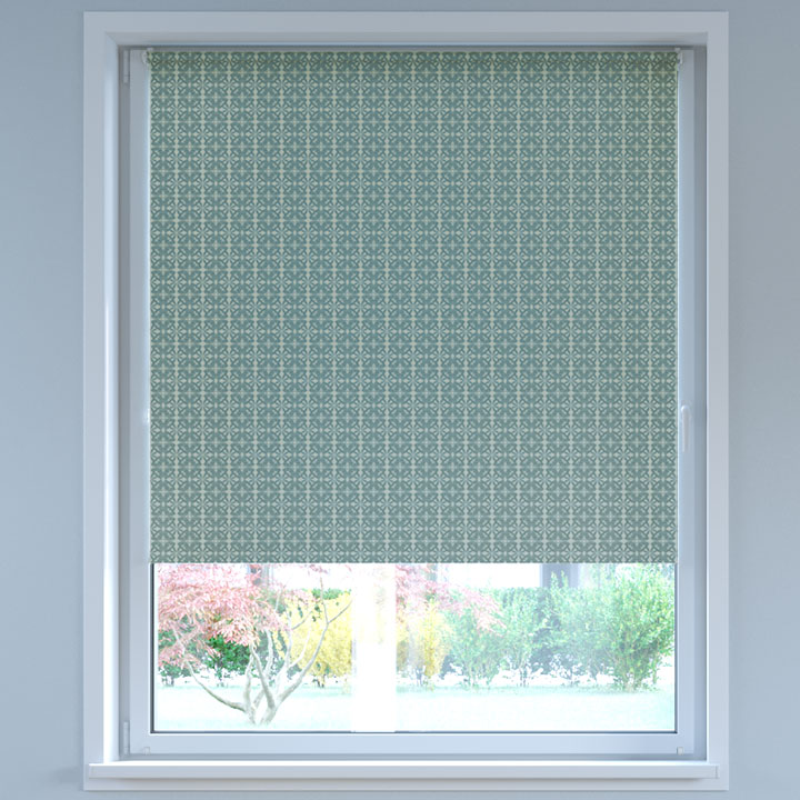 Blackout Digital Print No Drill Roller Blind, Cutout Grey