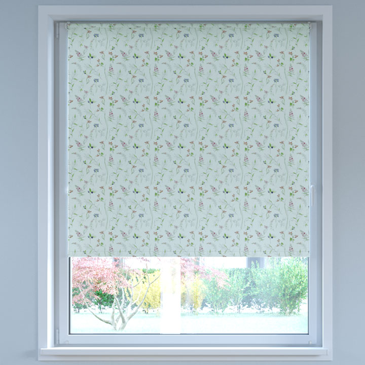 Blackout Digital Print No Drill Roller Blind, Meadow