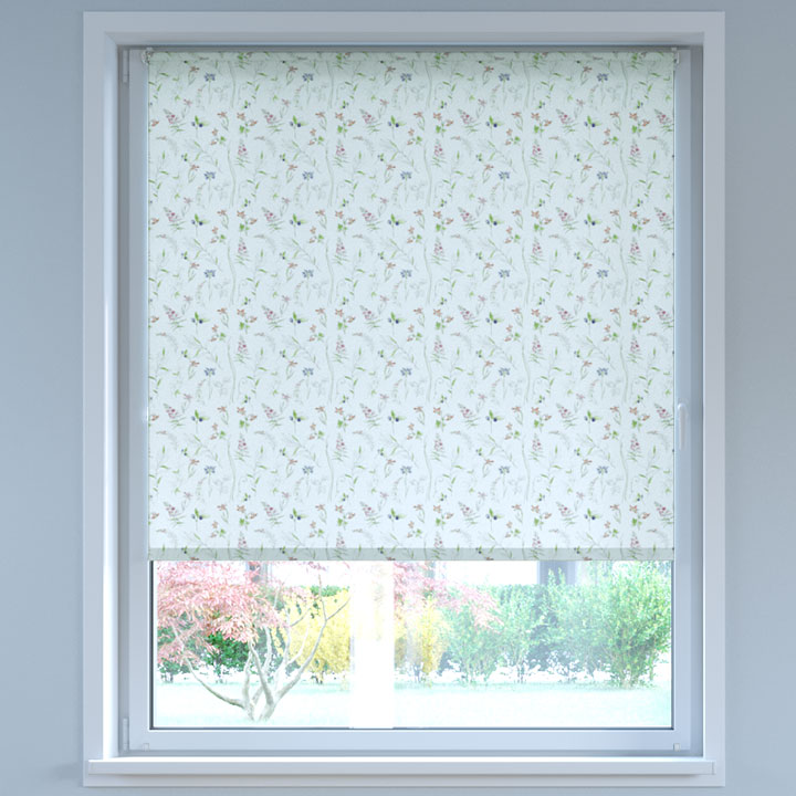 Darkening Digital Print No Drill Roller Blind, Meadow