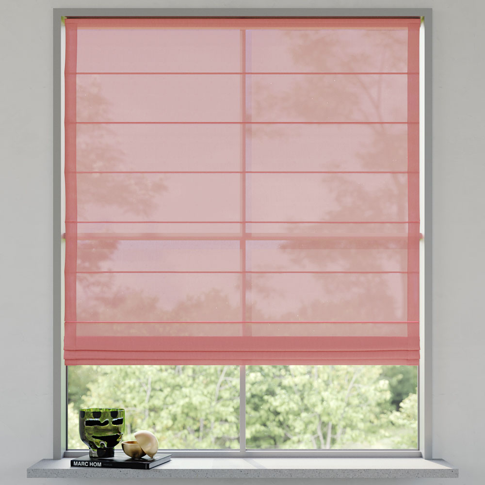 Transparent Easy Roman Blind, Living Coral