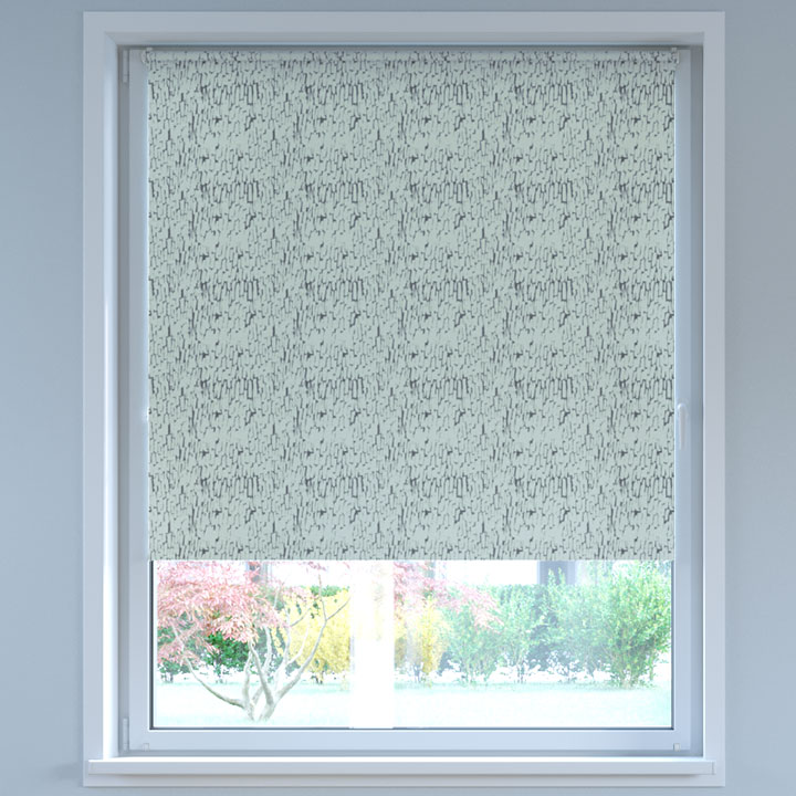 Blackout Digital Print No Drill Roller Blind, Bark White