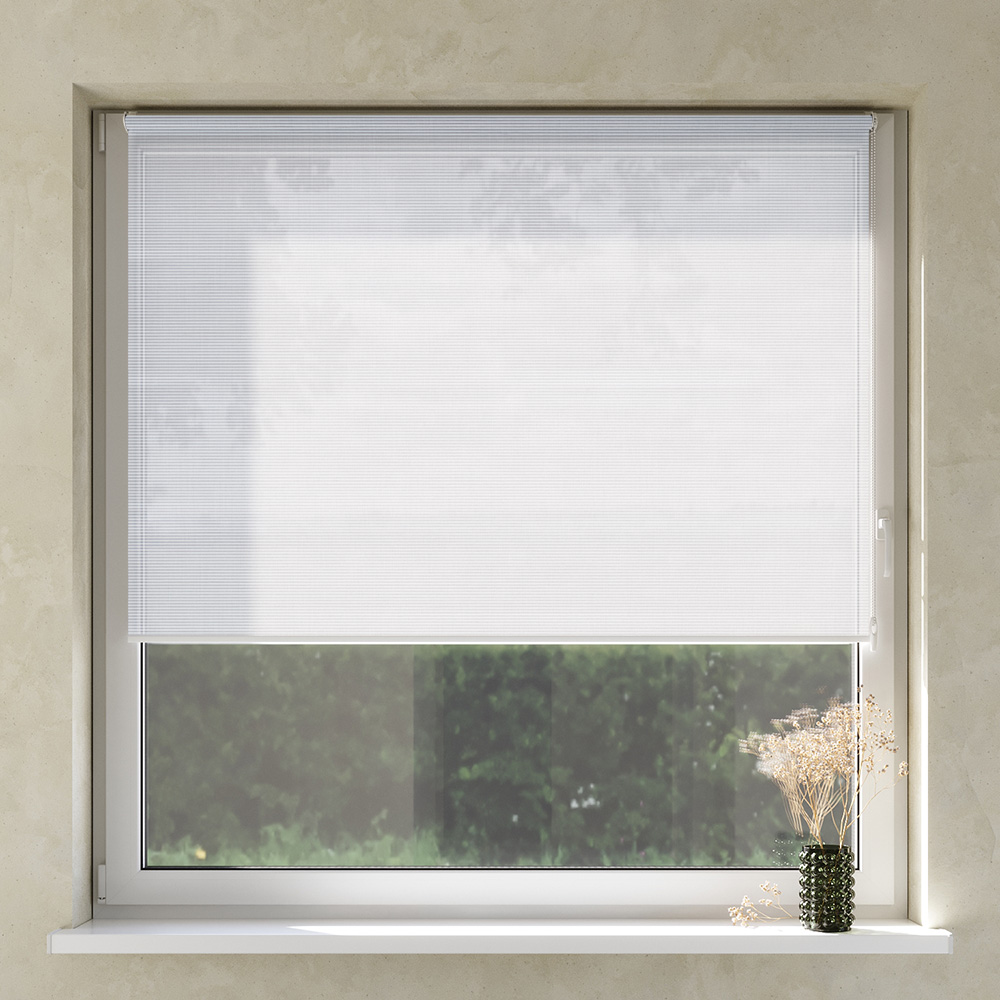 Transparent No Drill Premium Roller Blind, Snow