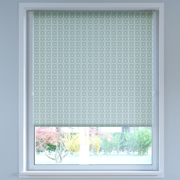 Darkening Digital Print No Drill Roller Blind, Cutout Grey