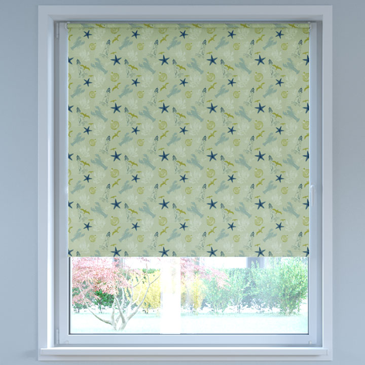 Blackout Digital Print No Drill Roller Blind, Marine Tales