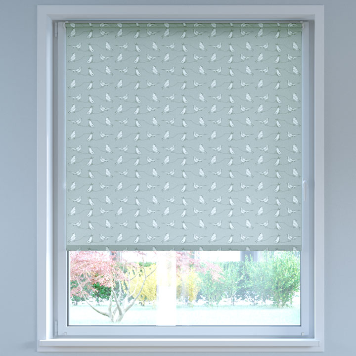 Darkening Digital Print No Drill Roller Blind, Birds