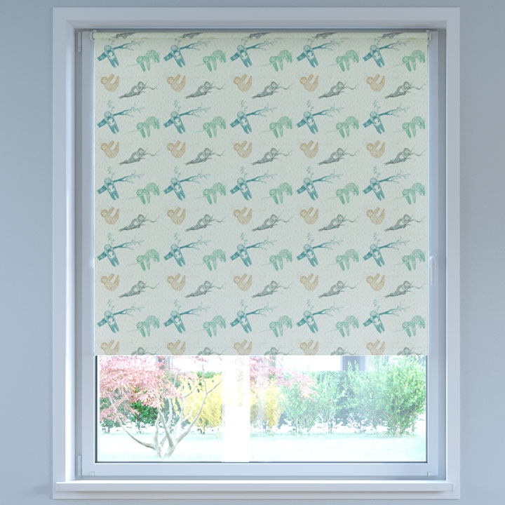 Blackout Digital Print No Drill Roller Blind, Slothfuls