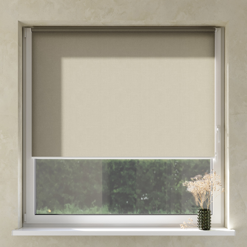 Darkening No Drill Premium Roller Blind, Flax