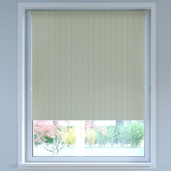 Blackout Digital Print No Drill Roller Blind, Cutout Beige