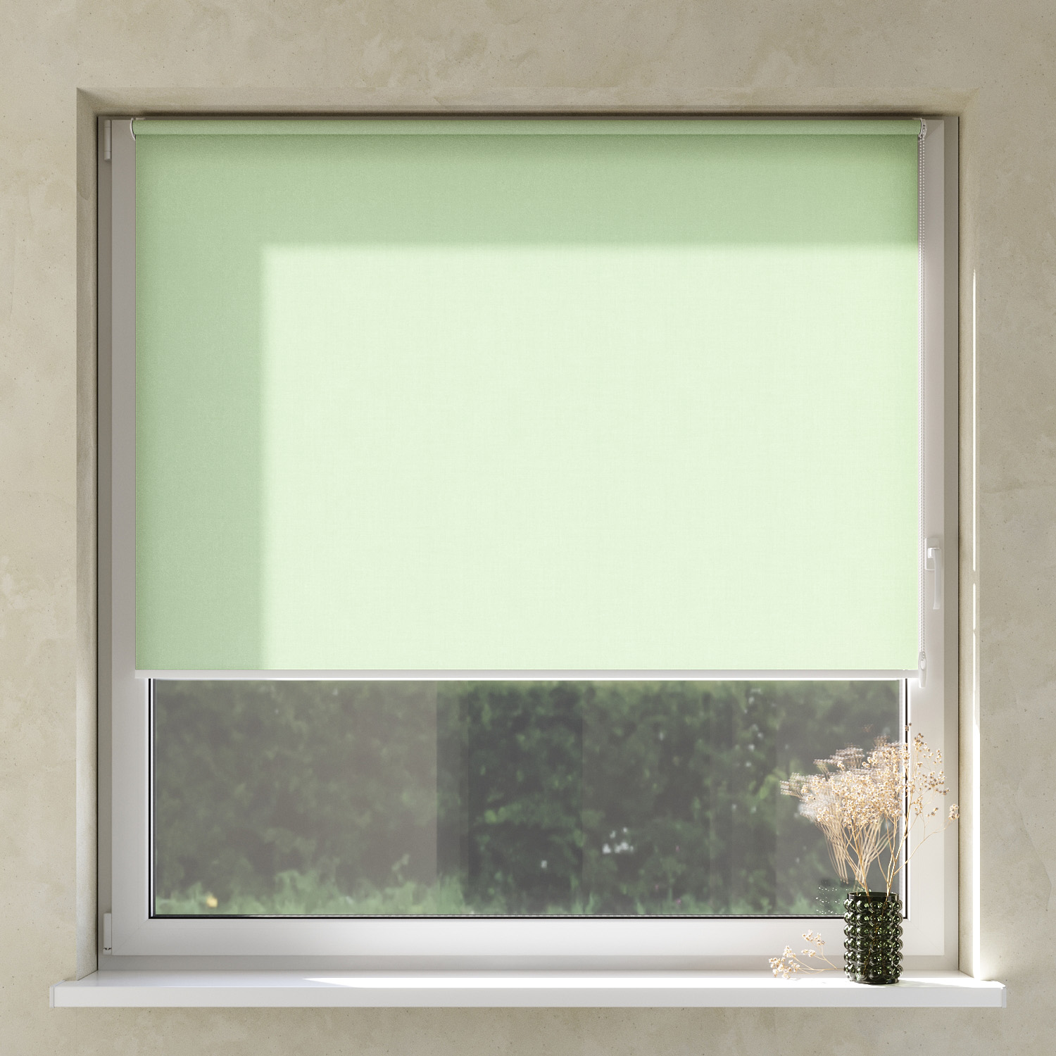 Darkening No Drill Premium Roller Blind, Eucalyptus