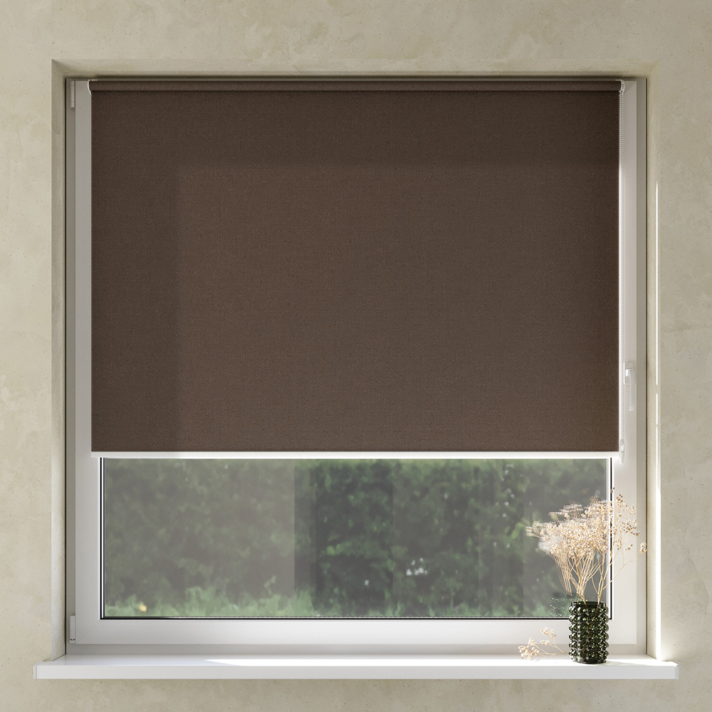 Darkening No Drill Premium Roller Blind, Walnut