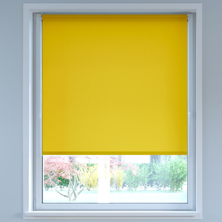 Darkening No Drill Roller Blind, Yellow