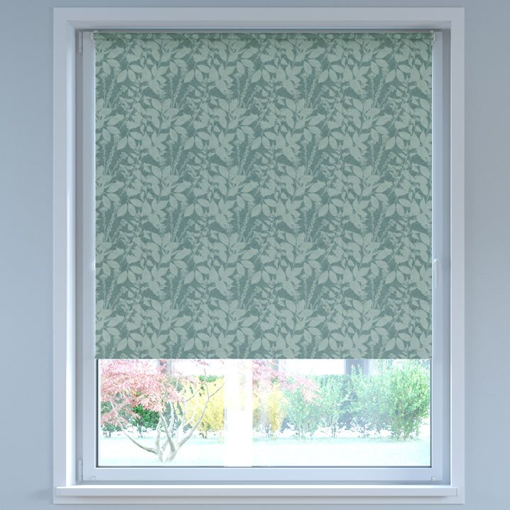 Blackout Digital Print No Drill Roller Blind, Leaves