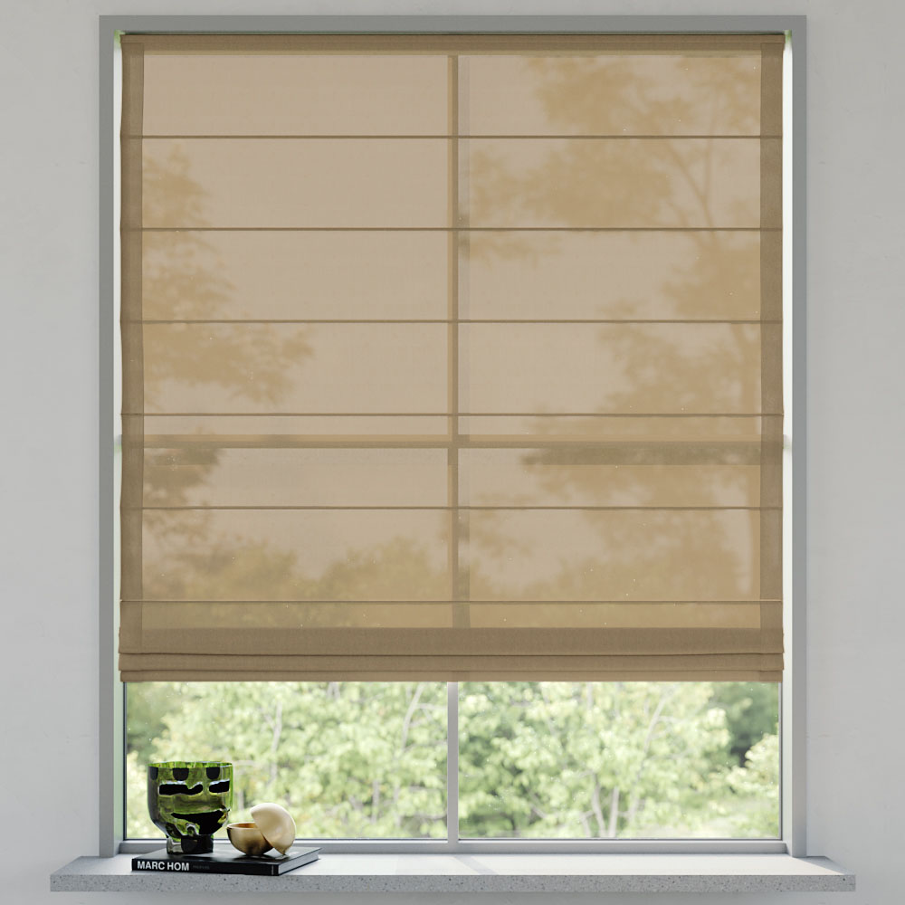 Transparent Easy Roman Blind, Hazelnut