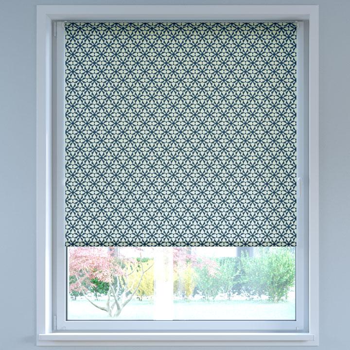 Darkening Digital Print No Drill Roller Blind, Kaleidoscope Anthracite