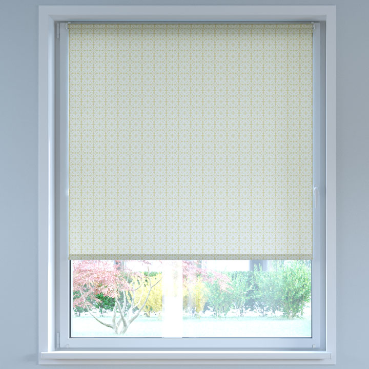 Darkening Digital Print No Drill Roller Blind, Cutout Beige