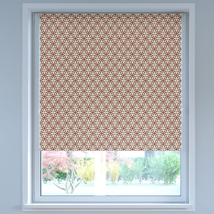 Blackout Digital Print No Drill Roller Blind, Kaleidoscope Red