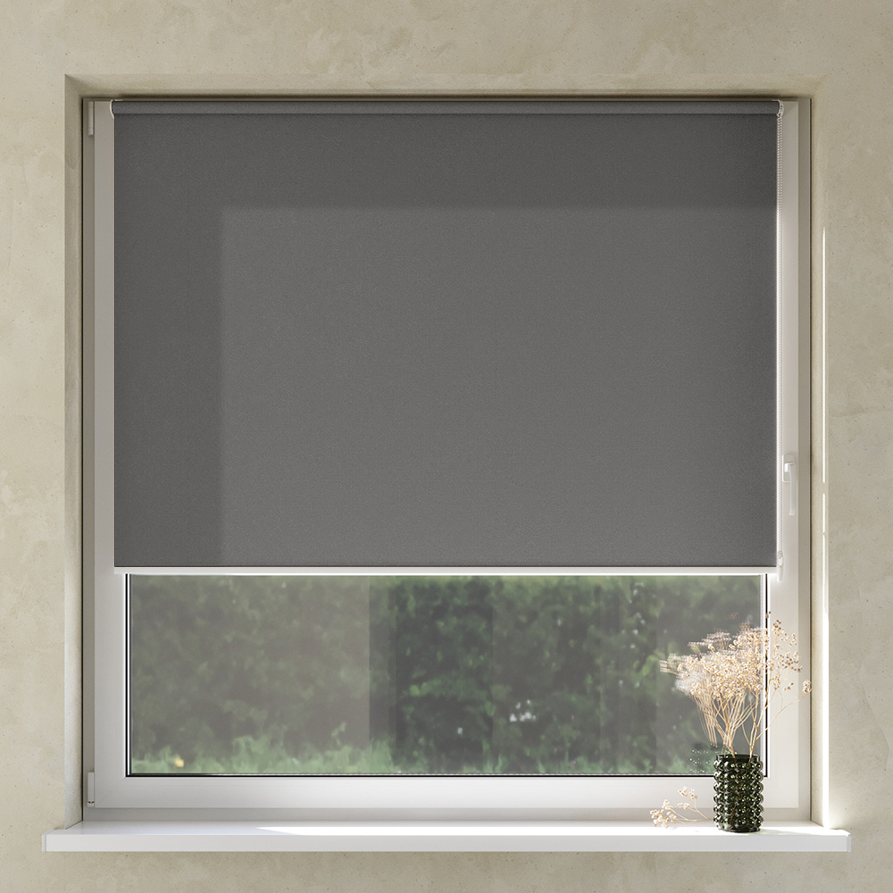 Darkening No Drill Premium Roller Blind, Grey twilight