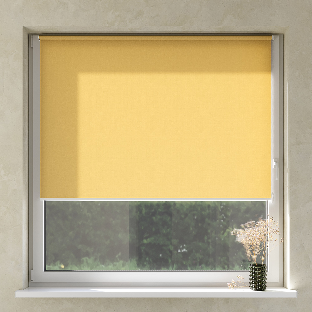 Darkening No Drill Premium Roller Blind, Yellow carnation