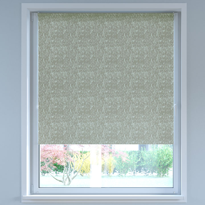 Blackout Digital Print No Drill Roller Blind, Bark Beige